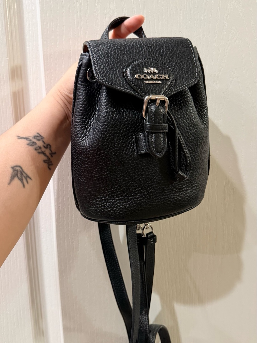 Coach Amelia CL408 Black Pebble Leather Convertible Mini backpack